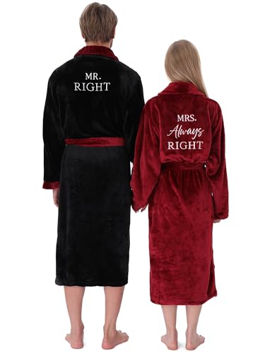 Jecery 2 Pcs His and Hers Robes Mr and Mrs Matching Robes for Cou...