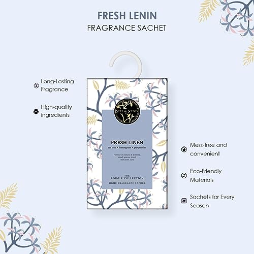 Image of Soul & Scents Fresh Linen Fragrance Sachet|Blend of Tea Tree, Lemongrass, and Peppermint|Versatile Air Freshener for Car, Wardrobe, Kitchen, and Travel Bag | Pack of 3-20gm Each