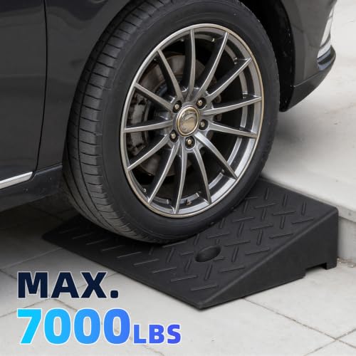 Rampas antideslizantes para umbral de 7000 lb de capacidad, juego de 2, para automóviles, sillas de ruedas, motocicletas, entrada de garaje o patio, rampas de borde de caucho resistente, altura de 6 pulgadas, color negro miniatura 7