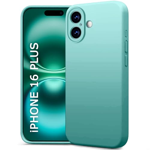 Image of TheGiftKart Liquid Silicone Back Cover Case for iPhone 16 Plus | Soft Micro-Fibre Lining Inside | Camera & Screen Protection | Shockproof Back Cover Case for iPhone 16 Plus (Silicone, Teal)
