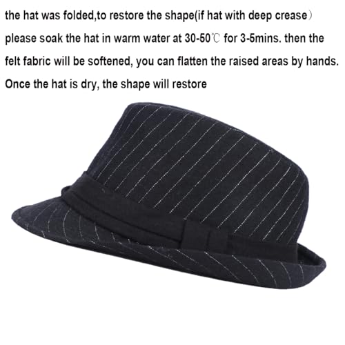 Image of Felt Trilby Fedora Hat Short Brim Panama Jazz Hat 20s Bowler Gatsby Cap for Men Women