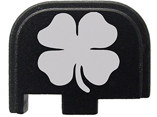 NDZ Performance Rear Slide Cover Back Plate for Glock 42 .380 ACP Laser Engraved Hardcoat Anodized Aluminum in Black - 4 Leaf Clover
