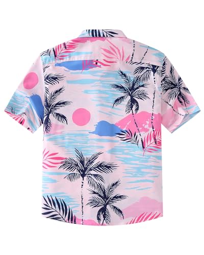 siliteelon Boys Hawaiian Shirts Short Sleeve Cotton Summer Beach Button Down Casual Aloha Luau Shirts for Kids2