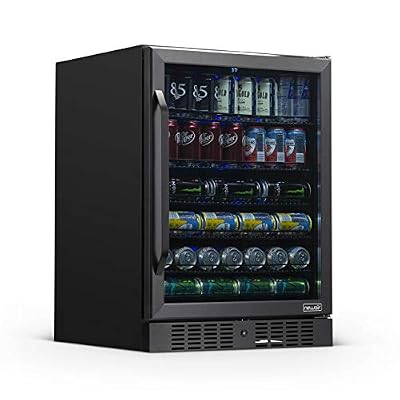 NewAir Beverage Refrigerator Built In Cooler with 177 Can Capacity Soda Beer Fridge, NBC177BS00, Black Stainless Steel