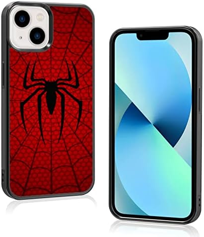 Odhtst New Red Phone Case Compatible with iPhone 14 - Shockproof Protective Designer Cute Cool Cover Spider-Web Phone Case for Girls Women Man Boy Black Red Phone 14 6.1 Inch Case for Black