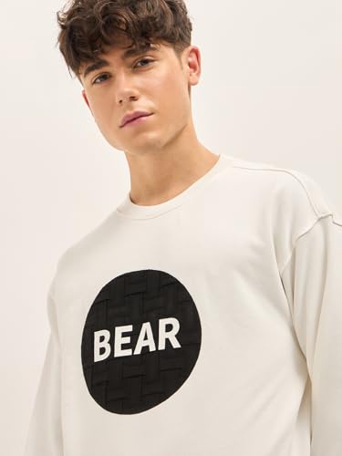 Image of THE BEAR HOUSE Men Typography Printed Round Neck Cotton Pullover Sweatshirt