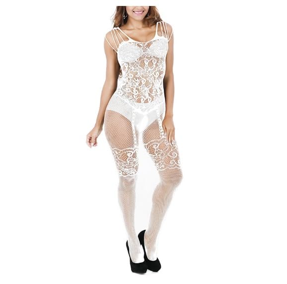 moira Women's Polymide and Elastane Full Net Body Stocking Free Size-picture-4