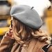 Lanzom Wool Blend Women Beret Hat French Beret Cap Winter Fashion Solid Color Hat for Women Girls Lady (US, Alpha, Medium, Large, Light Grey)