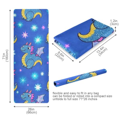 Blue Dragon Dragon Fake Glitter Yoga Mat with Carry Bag for Men Printed Natural Rubber Non-Slip with Carry Bag Mat for ejercicio 180x66cm - Image 6