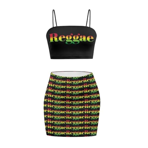 Image of 2025 Sexy Spaghetti Strap Crop Tops and Bodycon Skirt Casual 2 Piece Set S-4XL