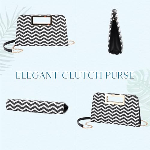 Image of VASCHY Clutch Purse for Women,Fashion Vegan Leather Cut-Out Handle Evening Handbag Crossbody Shoulder Bag for Wedding,Party