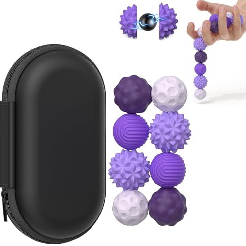 8 Stück Magnetische Fidget Toys, Magnetische Anziehungskraft Stress Bälle mit Silikonhülle, Magnetkugeln Stressball Silikon Sensorik Spielzeug, Sensory Toy ( lila )