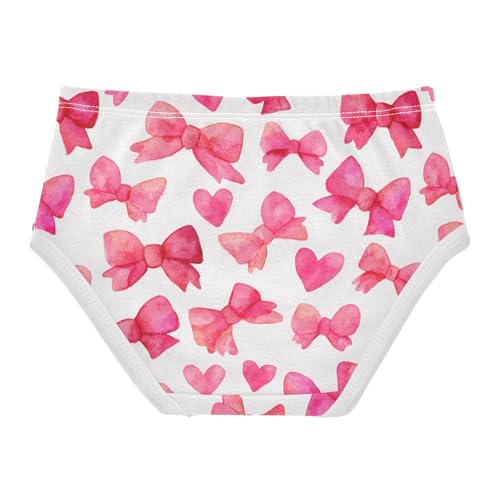 Wusikd Pink Bows Hearts Girls' Underwear Cotton Girls Briefs Soft Toddler Underwear 2T2