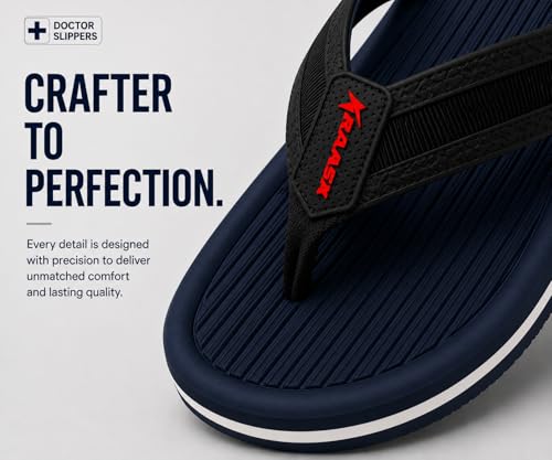Image of Kraasa DailyStep Men's Diabetic Footwear | Doctor Inspired | Wide Toe Box | Orthopedic Flip Flop | Pressure-Relief Cushion | Anti-Skid Waterproof EVA Slipper for Men