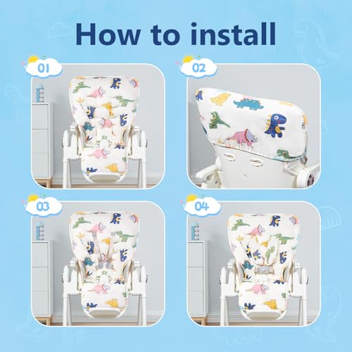 IPOZITO Baby High Chair Cover, Machine Washable High Chair Pad, Soft Highchairs Covers for Baby, Protects from Spills and Crumbs, Fits 3-5 Point Harness Chairs