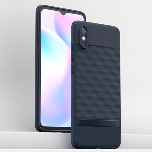 Image of Pikkme Back Cover for Redmi 9A / 9i / 9A Sport Camera Protection 3D Hexa Cube Design Silicone Protective Bumper Case (Blue)