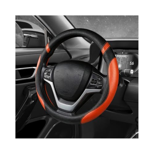 Image of Car Steering Wheel Cover, 15 Inch Premium Leather Breathable Non-Slip Wheels Wrap, Universal Auto Comfortable Steering Wheel Protector for SUV Truck Van, Car Accessories (Orange)