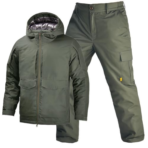 Gvqng Completo Tattico da Uomo, Set di Abbigliamento Termico Invernale da Sci, Giacche E Pantaloni Softshell Impermeabili, Abbigliamento Tattico da Uomo, per Sport sulla Neve,02,XXL