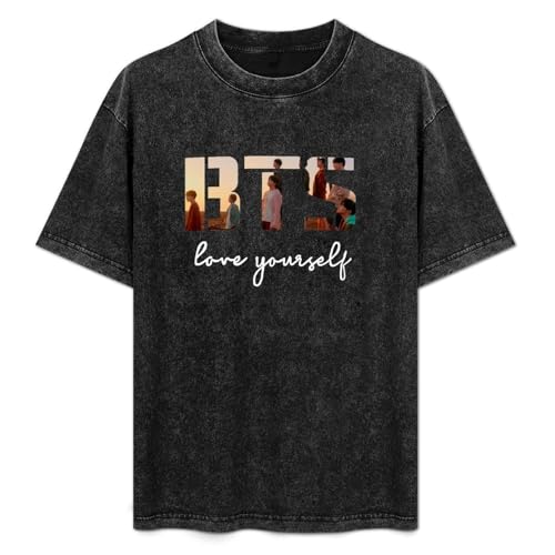 BTS Love Yourself Unisex Cotton tee Shirt Men's Black T-Shirt M
