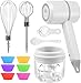 3 en 1 Batidora de Varillas Eléctrica, HI NINGER Batidora de Mano con 3 Velocidades, Batidor de Huevos Sin Cable Portátil, Picadora Eléctrica Mini 300ml para Cebolla, Carne, Verduras (Blanco)