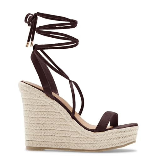 Image of Coutgo Women's Espadrille Wedges Lace Up Platform Ankle Cross Strap Slingback Summer Dress Sandals