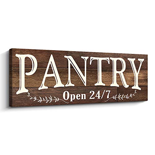 Pantry Sign Rustic Wood Color Canvas Wall Art Print Sign 6x17 (Pantry, Brown)