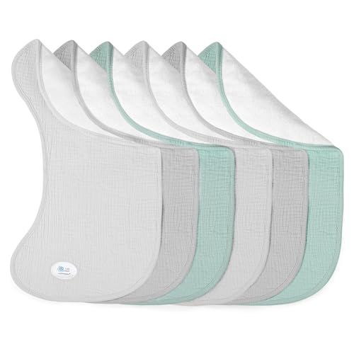 Image of lulumoon Muslin Burp Cloths for Babies: 100% Soft Cotton Large Burping Cloths - Neutral Baby Burp Rags for Boy and Girl - Absorbent Burp Cloth for Spit-Ups 6 Pack
