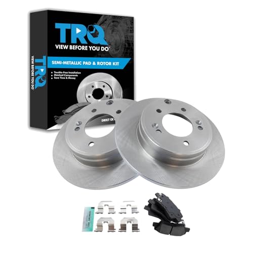 Image of TRQ Rear Brake Pad and Rotor Set Semi Metallic Rotors | For 2012-2017 Hyundai Azera 2011-2014 Sonata 2011-2016 Kia Optima