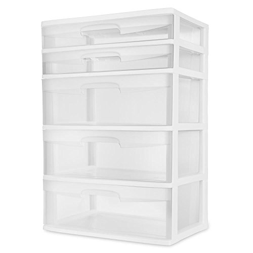 BLOSSOMZ Sterilite 5 Drawer Wide Tower- White (1, White)