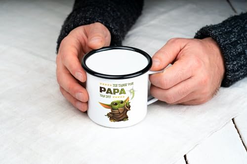 Das MIMIMI stark in dir ist auf den Sack gehen Emaille-Tasse Tasse Sprüchetasse Spaßtasse Geschenkidee Geschenketasse Kindertasse Kindergeschenk (weiß Emaille) (Papas Tasse)