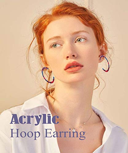 Subiceto 8 Pairs Acrylic Hoop Earrings For Women Girl Polygonal Tortoiseshell Earrings Set Bohemian Statement Mottled Resin Earrings Fashion Jewelry #TOP5
