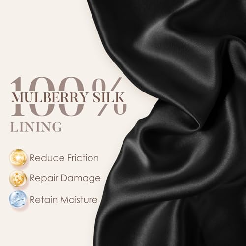 LULUSILK 100% Mulberry Silk Lined Sleep Cap, Silk Bonnet Hair Wrap for Sleeping