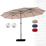 PHI VILLA 15ft Large Patio Umbrella Double-Sided Outdoor Market Pool Umbrellas with Crank, Umbrella...