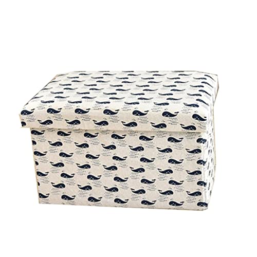 ZABEES Taburete reposapiés plegable de algodón y lino, taburete multiusos para almacenamiento de pies, pequeño taburete otomano para sala de estar, dormitorio, asiento acolchado