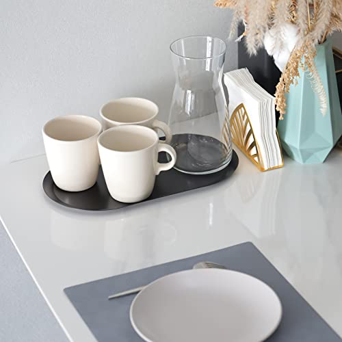 Freelove Oval Metal Towel Trays, Makeup Organizer Perfume Tray Jewelry Candle Holder Dispenser Organization For Dresser Vanity Bathroom Counter Coffee Table Kitchen Desk Decorative, Black, 11''X6'' #TOP4