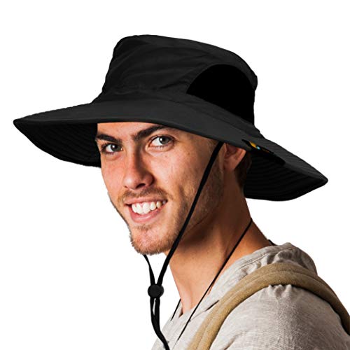 Sun Cube Wide Brim Sun Hat Men Women, Mens Fishing Hats Sun Uv Protection, Womens Hiking Bucket Hat, Outdoor Summer Safari Beach Boonie, Camping Unisex Upf 50+, Black #TOP12
