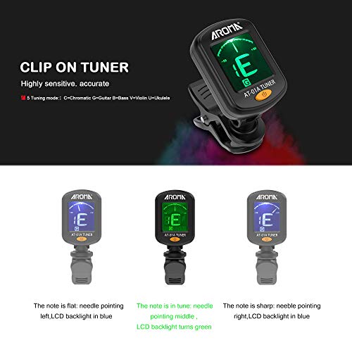 image for Meeland Guitar tuner 2 PACK, Clip On Tuner for Guitar/Bass/Violin/ukul