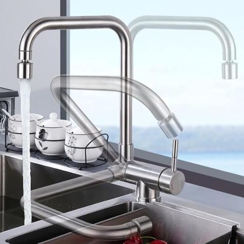 VOLTGY - Robinet de cuisine rabattable avec 2 fonctions de jet et rotation à 360°. Robinet d'évier rabattable.