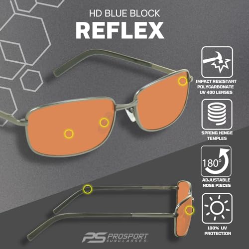 Image of proSPORT Blue Light Blocking Sunglasses - HD Copper Amber Metal Aviator Reduce Eye Strain Better Sleep