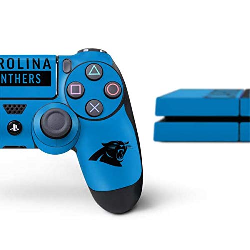 Skinit Decal Gaming Skin Compatible with PS4 Console and Controller Bundle - Officially Licensed NFL Carolina Panthers Blue Performance Series Design