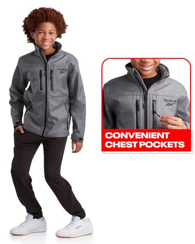 Image of Reebok Boys Softshell Jacket, Sherpa Fleece Lined Hooded Windbreaker