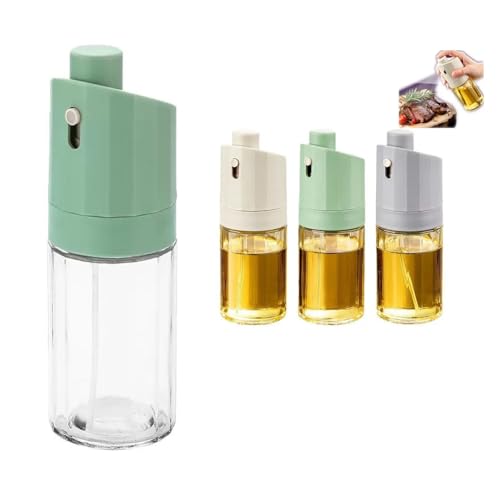 Theexecva Pulvérisateur d'huile d'olive pour cuisine, brumisateur d'huile d'olive, 230 ml, en verre de qualité alimentaire pour la fabrication de salades, la pâtisserie, la friture, le barbecue (vert)