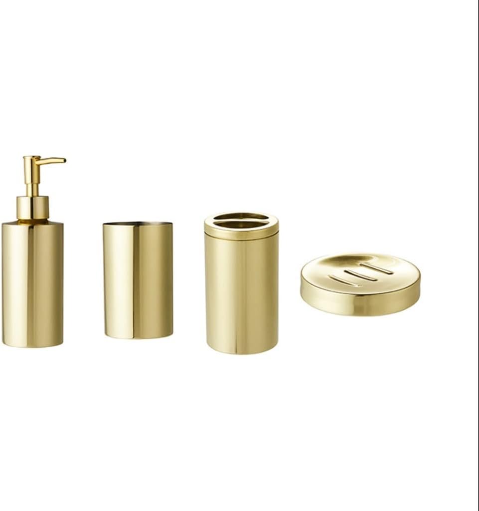 Toiletrie Gold Bathroom Amenities Wash Set 5-Piece Soap Dispenser Toothbrush HolderSoap Dish Tumbler Stainless Steel Bathroom Accessories Sets Bathroom Accessories