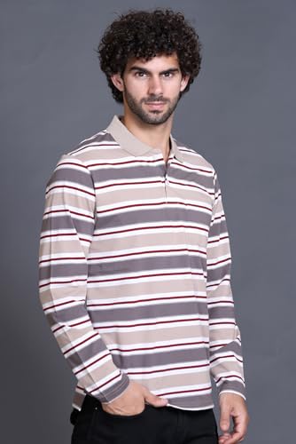 Image of Full Sleeve Polo T Shirt for Men Cotton with Pocket and Collar - Regular Fit Tshirt