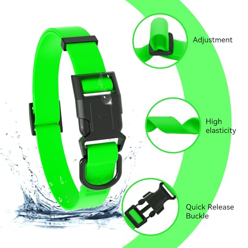 Image of Waterproof Dog Collar, Easy to Clean Rubber Dog Collars with Quick Release Buckle Fits Small Medium or Large Dogs (Green, M (11.8-18.5 inch))