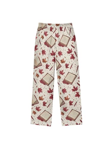 ZZKKO Maple Leaves and Book Pen Boys Pants for Kids Jogger Pants with Pockets S2