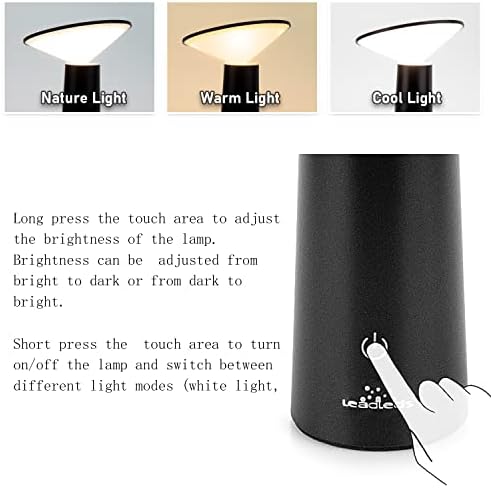 Leadleds LED Desk Lamp, Portable Table Lamp, Touch Control 3 Light Modes Dimmable Brightness, Eye-Care Bedside Reading Lamp for Kids Study Office Bedroom
