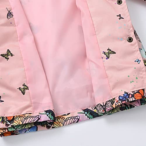 Baby Girls Hooded Raincoat Button Print 𝗪aterproof Outerwear Cute Lightweight Windproof Jacket with Pocket2