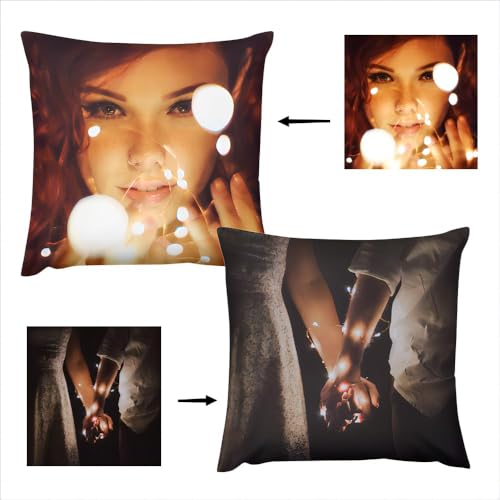 LAMAME Kissen 40x40 mit Foto Bedrucken Lassen, Kissen Personalisiert, Kissenbezug mit Eigenem Foto und Text, Personalisierte Geschenke (40x40cm)