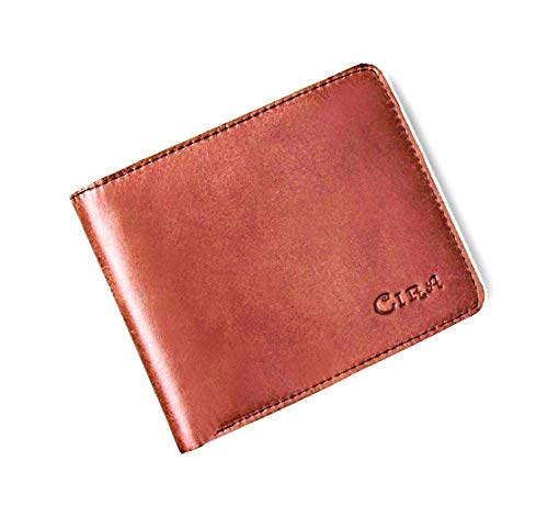 Genuine Leather Wallet for men minimalist light weight slim bifold large capacity + window id Mx Cira France business purse for him